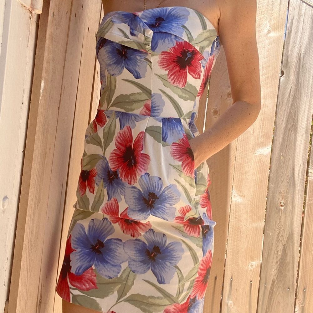 Pepe Jeans tropical print vintage mini dress size XS
